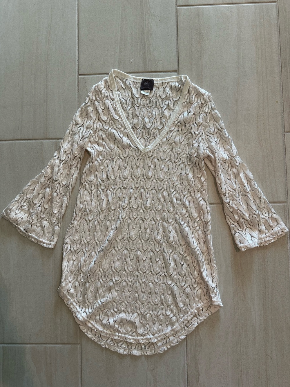 Elif Cream lace swim coverup